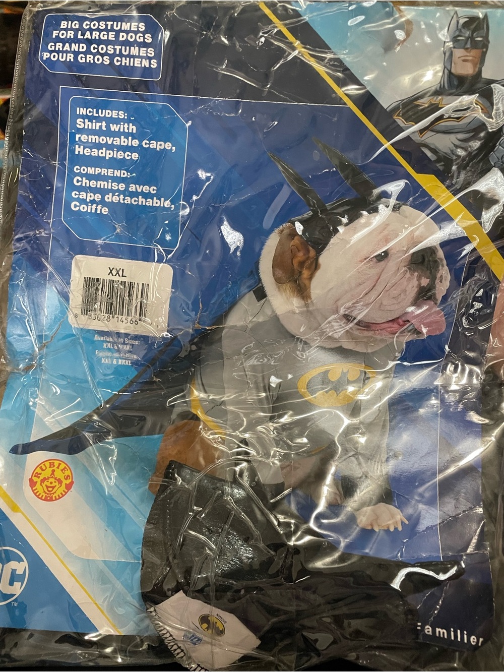 Batman Dog Costume for XXL - Black and Gray